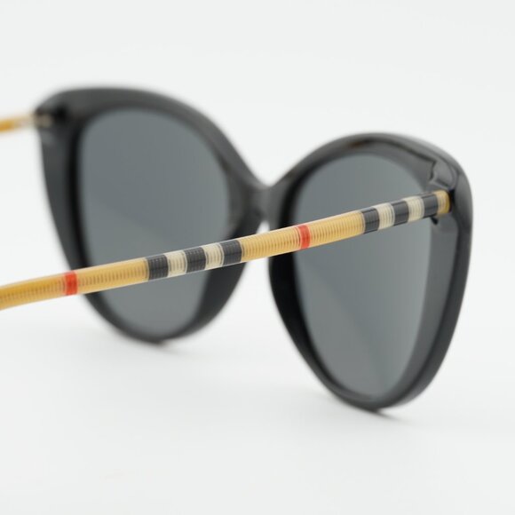 Burberry BE4407 385387 Sunglasses Black/Vintage Cat Eye Frame, Grey Lenses main image 8